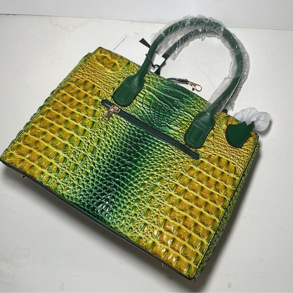 CFN Set Like Brahmin Tote & Wallet Set in Crocodile-Vegan Leather NWT $588 MSRP - Picture 4 of 9